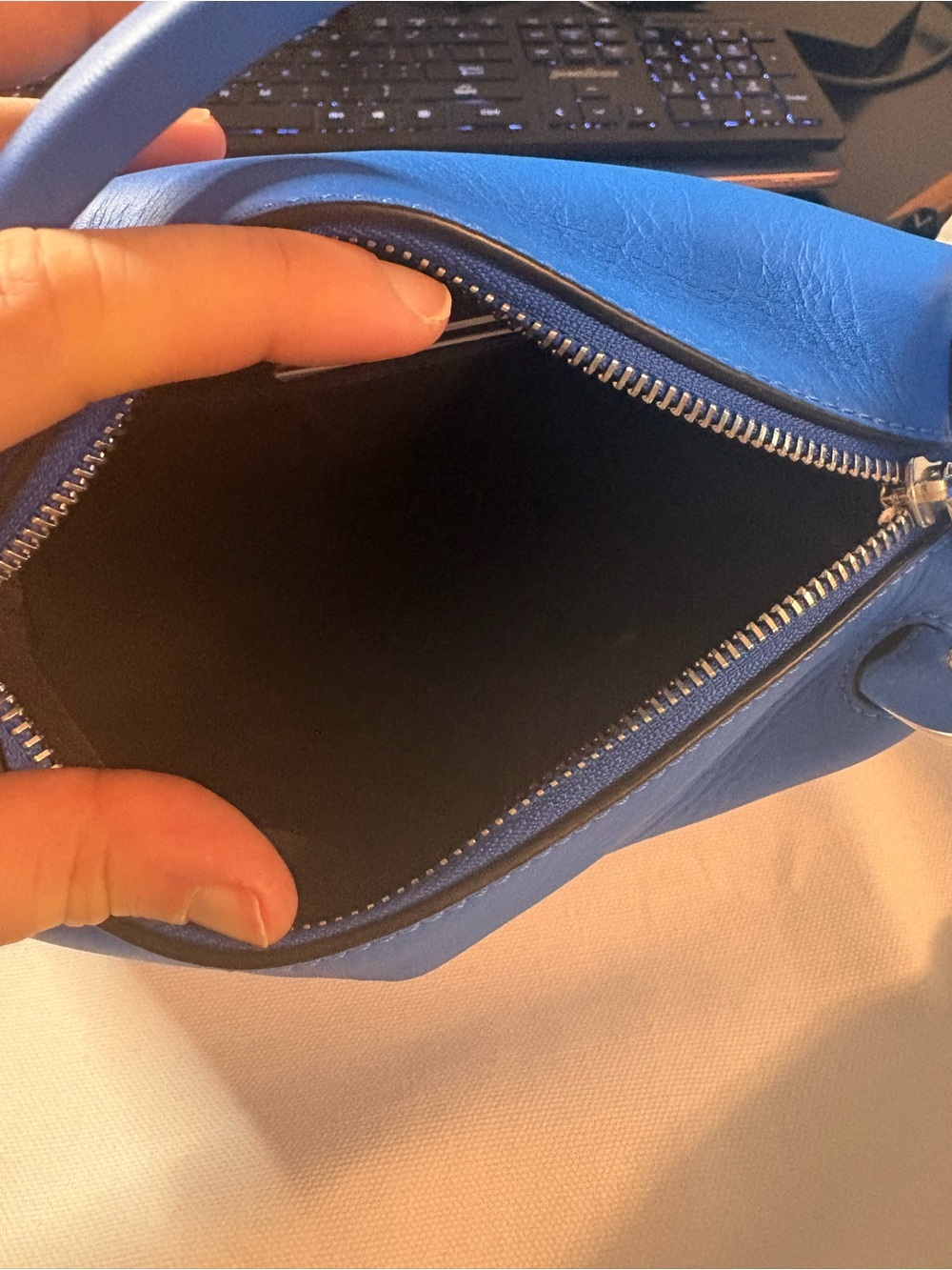 JW Anderson Small Corner Leather Bag in  Vibrant Blue - Picture 6 of 11